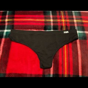 PINK VICTORIA SECRET XS Pure Black Seamless Thong